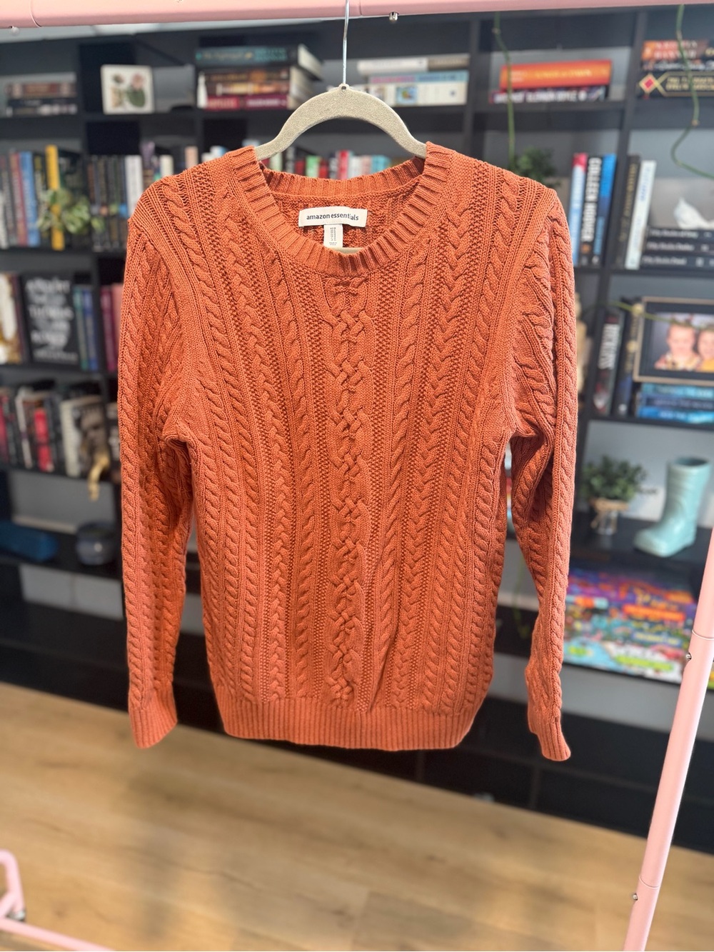 Amazon Essentials Women's Cable Knit Crewneck Sweater - Orange